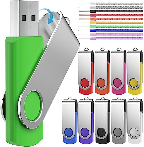 Clés USB 64 Go 10 Pcs Pen Drives Portable USB 2.0 - Swivel 64 Go Pendrive Clés USB Bon marché Clé USB - FEBNISCTE Multicolore USB 2.0 Flash Drives 64 Giga USB Flash Drive Gift
