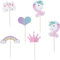 Cake Toppers,Einhorn Tasse Kuchen Toppers 24 Stück Regenbogen Herz Krone Kuchen Cupcake Topper für Kinder Party Geburtstag Party Kuchen Dekoration