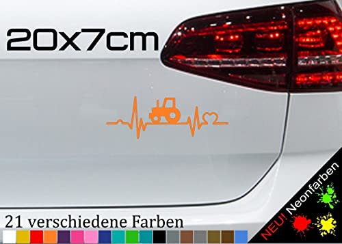 Herzschlag mit Traktor Aufkleber Bulldog Puls Herz Love Trekker Bauer 20x7cm in 21 Farben