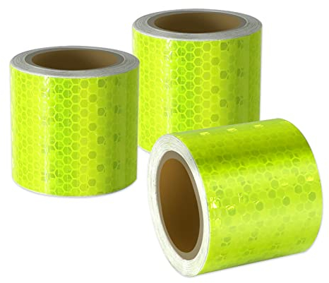 Xrkuu 3 Rolls Reflective Tape Green, 3M x 5CM Self-Adhesive Waterproof Safety Warning Tape, High Visibility Reflector Tape for Vehicles, Helmets, Mailboxes and Outdoor Use at Night