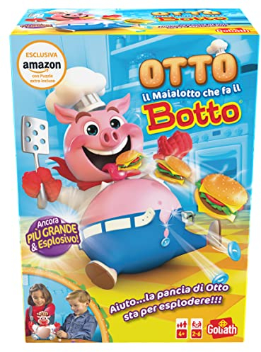 GOLIATH Otto das Schweinchen + Puzzle (Exklusive Amazon), Brettspiele ab 4 Jahren, Kinderspielzeug, Spielzeug für Kinder, Lassen Sie das Schwein Essen, bis er seinen Bauch zerbricht, Geschenk für