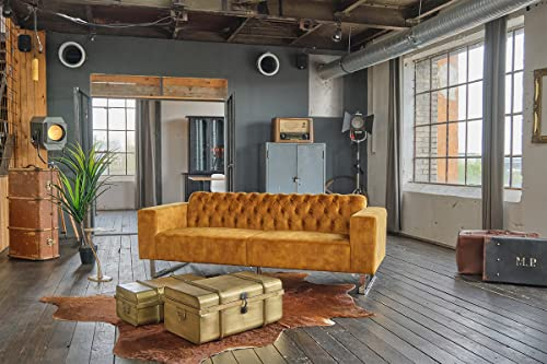 KAWOLA Sofa Couch NILO 3-Sitzer Couch 3-er, Wohnzimmer Couch, Glamour, Velvet, samt, Design, Couchgarnitur, Sofagarnitur, Velvet, gepolstert Gold