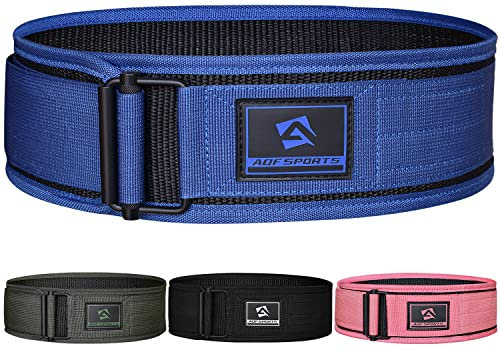AQF Gewichthebergürtel, 4/10.2cm Autolock Nylon Gürtel, Functional Training Bodybuilding Fitness Gürtel Für Kraftraining, Powerlifting, Weightlifting Belt, Back Support Männer Damen (S, Blau)