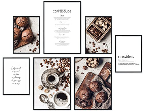 Hyggelig Home Poster Set - 7 harmonische Bilder im Set für dein gemütliches Zuhause - Set (Cupcakes, 3 x DIN A3 + 4 x DIN A4, Ohne Rahmen)