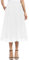 EXCHIC Femmes Décontractée Mousseline de Soie Élastique Taille A Ligne Plissé Midi Jupe avec Poche (S, Blanc)