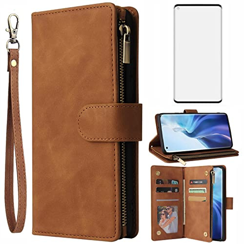 Asuwish Kompatibel mit Xiaomi Mi 11 Wallet Case und Displayschutzfolie aus gehärtetem Glas Leder Flip Cover Kartenhalter Ständer Handyzubehör Magnetische Handyhüllen für Xiami Xiomis Xiome Mi11