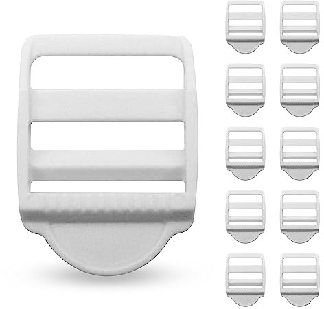 DOJA Barcelona | Kunststoff Schnallen 25mm | 10er Pack | Weisse Spannschnalle | Innenbreite 25mm | Kunststoff | Klemm Leiterschnallen | Gurtband Schnallen, Klemmschnalle für Rucksack und Taschen
