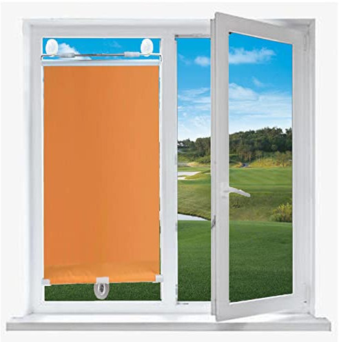 Xrdbfd Verdunkelungsrollos, Sonnenschutzrollos Mit Saugnäpfen, Thermorollos Für Dachfenster/türen, Seitenzugrollo, Temporäre Jalousien, Ohne Bohren,Orange-45x125cm(17.7 * 49.2in)