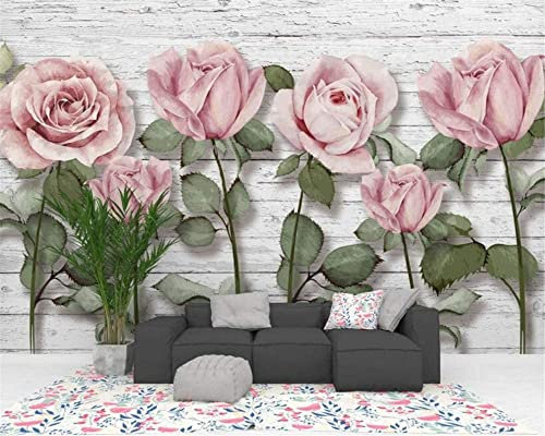 Wandbilder Benutzerdefinierte Fototapeten 3D Rosa Rose Auf Holzbrett Tapete Wandbilder Wohnzimmer Tv Sofa Schlafzimmer Arbeitszimmer Dekor Tapete Leinwand Wandbild Abzie 140 (Breite) x 70 (Höhe) cm