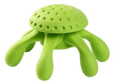 KIWI WALKER Let's Play! Octopus Dog Toy - Durable TPR Foam, Soft on Teeth & Gums - Floats in Water, Interactive Outdoor Play - Perfect for Medium & Large Dogs - Maxi Size 17cm, Green