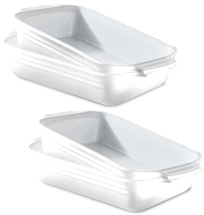 KHG Auflaufform klein 1 Person 4er Set in Weiß, Ofenform 22 cm mit 0,5 Liter, Backform aus Keramik Steingut für Lasagne Tiramisu & Co., Lasagneform rechteckig & kratzfest
