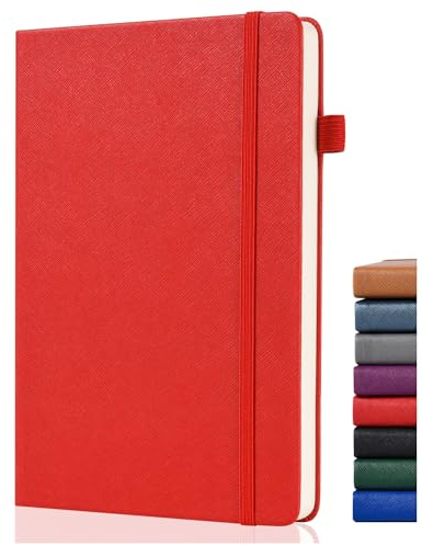 GDMLUP Dotted Journal – A5 Dotted Notebook, 140GSM Dickes Papier, A5 Dotted Notizbuch mit 152 Seiten, Gesäßtasche, Stifthalter, Hardcover Gepunktet Notizbuch für Planung, Notizen, Studium, Rot