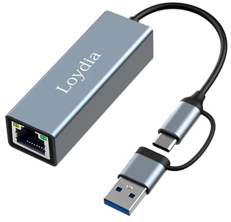 Adaptateur USB Ethernet 1Gbps 2 en 1 - USB 3.0 et USB-C vers RJ45 Réseau LAN - Compatible avec MacBook, iPad Pro, iPhone 15, Galaxy S24, Surface, XPS, Windows, Linux