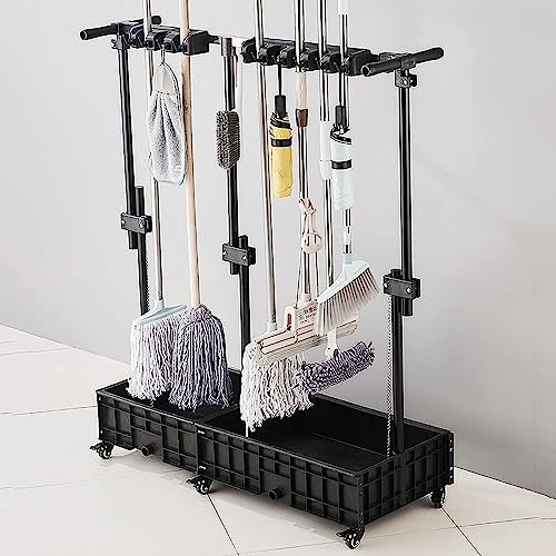 Broom and Mop Holder Corner Workshop Space Organizer Tower Garage Put Wet Mops Movable Floor Holder Organizer Commercial Kitchen, Restaurant, Business, Garages, Basements