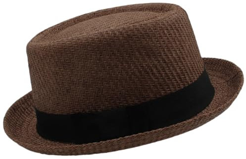 Dcvmvmn Chapeau de paille pour homme et femme - Chapeau de paille style rétro britannique - Tressé roulé, LM-TM-163-kase, taille unique