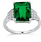 Eleganter Art Deco Stil 3CT Created Edelstein Nano Smaragd Grün & Weiß Saphir Seitenstein Statement Verlobungsring .925 Sterling Silber
