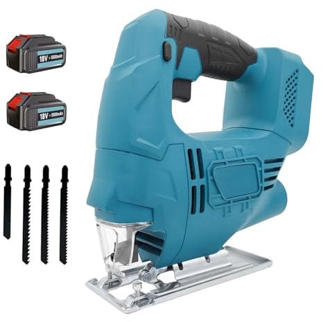 18V Cordless Jigsaw with 2X 5.5Ah Battery and 4 Blades,Compatible with Makita 18V Battery,3000SPM Electric Jig Saw Tool, ±45° Bevel Cutting,for Metal Wood, Plastic Cutting