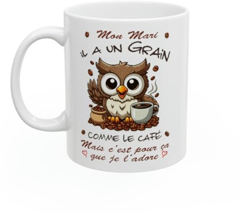 Jm-Déco Mug humour - il a Un Grain mais Je l'adore - Idée Cadeau - Tasse en céramique - Marrant fun (Mari)