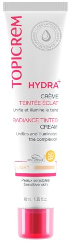 Topicrem HYDRA+ Tönungscreme mit klarem Glanz – getönte Feuchtigkeitscreme für empfindliche und dehydrierte Haut - Light 40 ml