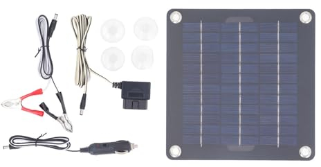 Solarpanel-Kit, Monokristalliner Batterieerhalt mit 12 V und 18 V Ausgang, mit 10 W Solarpanel, OBD-Stecker, Batterieklemme, Solarbatterieladegerät für Wohnmobil, Auto, Boot