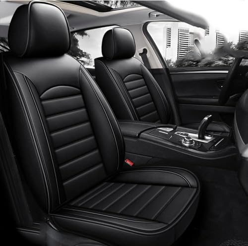 LOKORI Auto Sitzbezüge Sets,Für VW Amarok Dual Cab 2.Gen 1.Gen 2010-2025 Leder Schonbezüge sitzschoner vorne und hinten Wasserdicht Verschleißfest Innenraum Accessories,A-Black Style