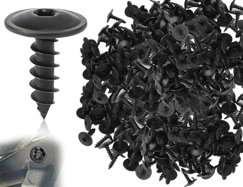 Lhbwhiz 50 Stück M5 Blechschrauben,Torx Selbstschneidende Flachkopf Schrauben,Edelstahl Rundkopf Karosserieschrauben,für Auto Schutzbleche Stoßstange(Schwarz,14.3 * 18.3MM)