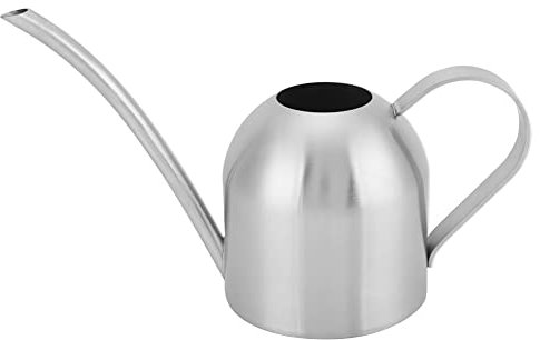 Ruspela Regadera de acero inoxidable de 1000 ml para interiores y exteriores, regadera para plantas de jardín, flores, boquilla larga