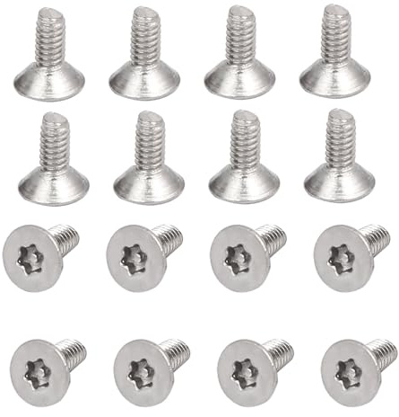 sourcing map M2-0,4 x 4 mm Flachkopf-Torx-Anti-Diebstahl-Maschinenschrauben, 16 Stück, 304 Edelstahl, Torx-Antrieb, Senkkopf, Vollgewinde