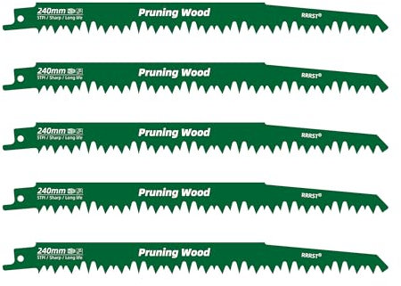 5 x Lame per Sega a Sciabola 240mm, 5TPI per Potatura Alberi, Legno Verde, Duro e Grezzo - Facile e Durevole