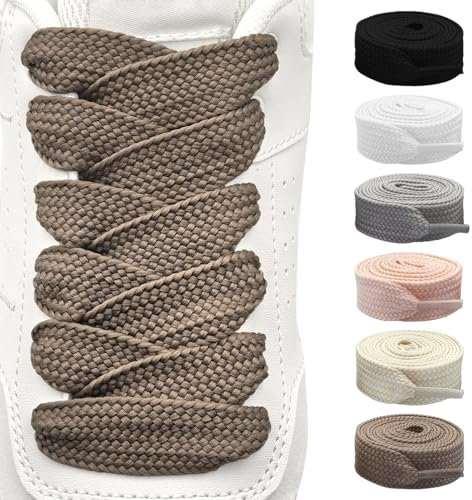 Shecret 2 Paia di Lacci Scarpe Piatti, Durevole di Ricambio di 20mm di Qualità, Stringhe Scarpe Ricambio Larghi Per Scarpe da Sportive, Corsa, Adulti, Bambini (Cachi, 120 cm - 2 Paia)