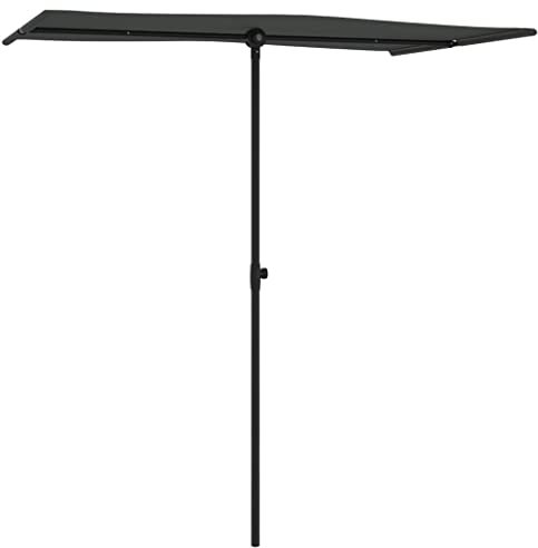 Higsose Gartenschirm Sonnenschirm 180x130x215 cm Höhenverstellbar Marktschirm Terrassenschirm mit Metallmast und Rippen 360 Grad Drehbar Anthrazit Parasol Balkon Schirm UV Schutz Polyester