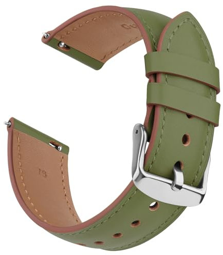 Wanme Cuir Bracelet Compatible avec Garmin Venu 2S/Venu 3S/Vivomove 3S / Vivoactive 4S Femme, 18mm Bracelet de Remplacement pour Garmin Forerunner 265S / Forerunner 255S (Vert, 18mm)