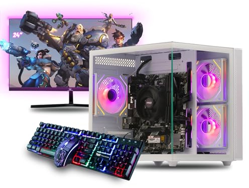 Veno Scorp Gaming PC 24 Monitor Bundle Ryzen 5 5500 Processor RX 580 8GB Graphics Card - 16GB Ram - 512GB SSD - 550W PSU - Windows 11 - WiFi - Vida Apollo