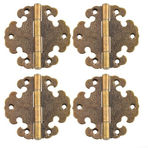 Juego de 4 bisagras rústicas de estilo antiguo para puertas y muebles de madera