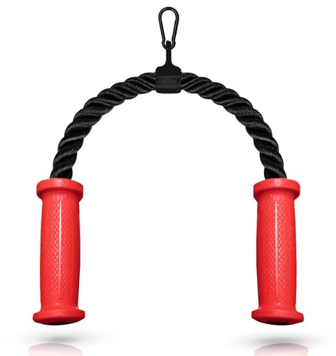 FourRoar Corde Triceps avec Poignée Ergonomique Antidérapante Supporte 300Kg | Corde Triceps Musculation Reduit la Pression sur les Mains | Corde Biceps avec Mousqueton 71x3 cm