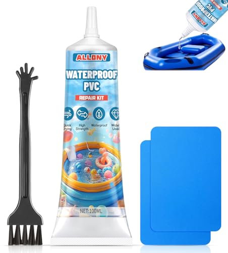 Allony Colla per Pvc, Kit Riparazione Piscina, Collas Piscina, Piscina Gonfiabile, Collas Pvc per Kayak Gonfiabili, Salvagenti, 100 Ml