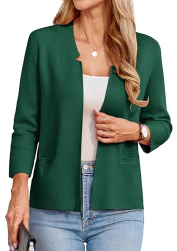 GRACE KARIN Cardigans Women Black Bolero Cardigans Long Sleeve Christmas Blazer Elegant Open Front Casual Bolero Shrug XL Green -8