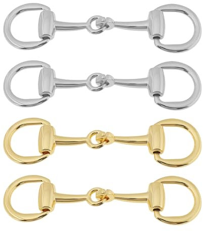 The Lord of the Tools Schuhschnallen aus Zinklegierung, Ersatz-Doppelring-Verschluss, Charm-Schuhzubehör für Lederschuhe, 4 Stück, Gold Silber, Large