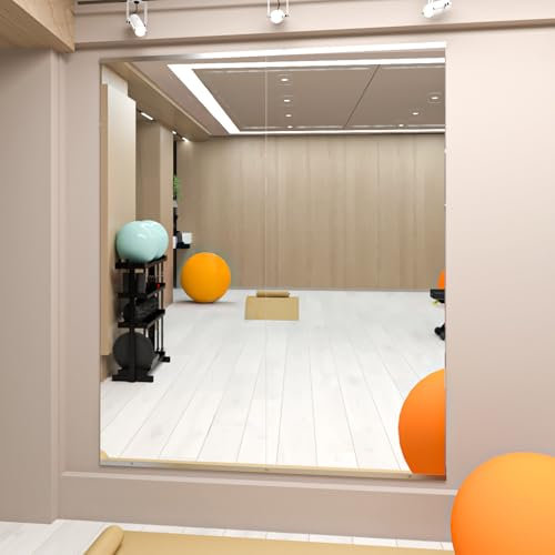 NEUWEABY Home Gym Spiegel, 2PCS 144.5 x 60 cm Großer Yoga Spiegel, Rahmenloser Ganzkörperspiegel für Fitness, Gehärtetes Glas, Wandmontage für Tanzstudio, Garage
