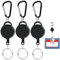 3 PCS Llavero RetráCtil, 70CM RetráCtil con MosquetóN Clip, Portachiavi para Oficina, Actividades al Aire Libre y Uso Diario, Color Negro