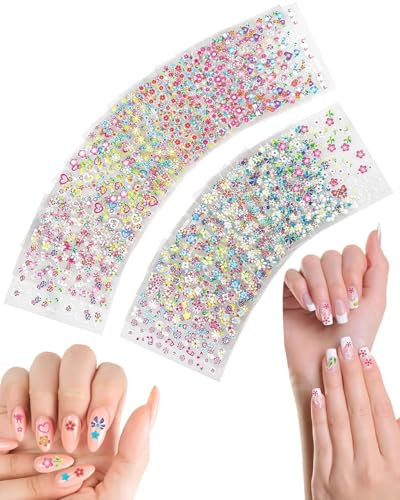 SCJJZ 30 Fogli Adesivi Unghie, 3D Nail Art Stickers, Decalcomanie 3D Ultraleggere Autoadesive, Bambina Carini Adesivi Unghie Nail Art,Stickers Autoadesivi Decorazioni Nail Art Disegni