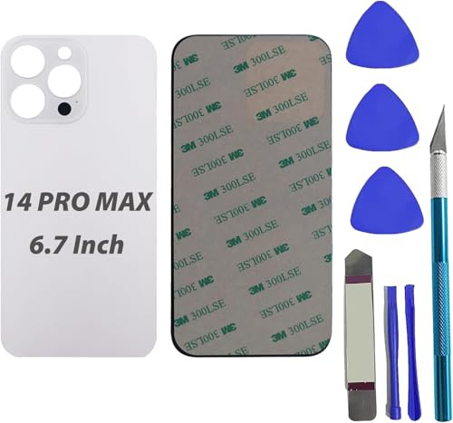 Reemplazo de la tapa del cristal trasero 14 Pro Max para iPhone 14 Pro Max Reemplazo del cristal trasero de 6,7 '' con kit de herramientas de reparación, color: plata