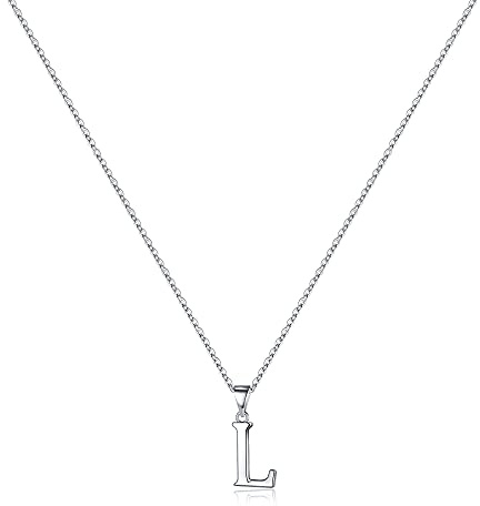 Turandoss Buchstaben Halskette Damen Silber 925 - Personalisiert Sterling Silber Halskette Damen Namenskette mit Initialen L Anhänger, Schmuck Geschenke für Frauen Mädchen