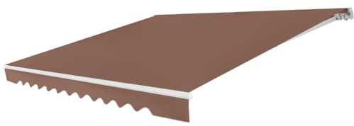 GOPLUS Gelenkarmmarkise, Sonnenschutz Markise, Balkonmarkise, Einziehbar mit Handkurbel, Sonnenschutz, Anti-UV & Wasserfest, aus Metall & Polyester, mit Einstellbarem Winkel, für Hof (3,6x3m,Braun)