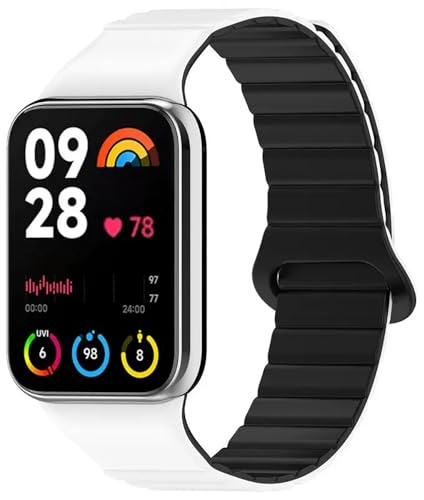 Koelaa Cinturino Magnetico Compatibile con Xiaomi Smart Band 9 Pro/8 Pro/Redmi Watch 5/4, Cinturino Magnetiche in Silicone Morbido e Traspirante - Bianco + Nero