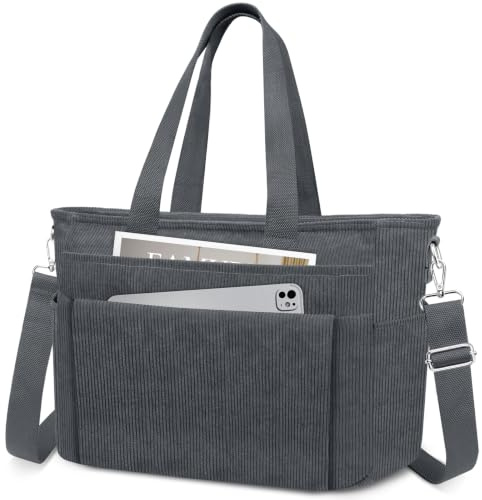 TEUEN Handtasche Cord Tasche Damen Leichte Tote Bag Lässige Shopper Umhängetasche Crossbody ＆ Henkeltaschen mit Mehreren Taschen und Abnehmbaren Schultergurten für Arbeit Schule Reisen Einkaufen