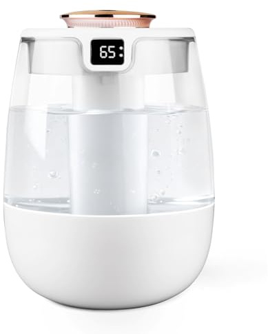 LUM9EX8 Humidifier for Bedroom 1.8-litre cold mist humidifier with night light, Whisper-quiet operation, USB desktop Humidifier, Suitable for Bedroom, Home, and Office, White