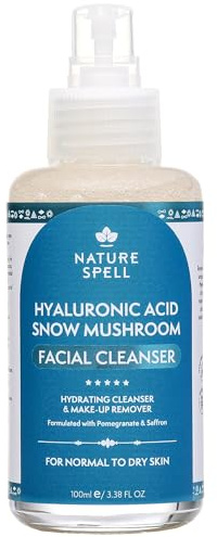 Nature Spell Hydrating Face Cleanser, Gentle Daily Face Wash, Vegan, 100ml | for Dry, Normal & Sensitive Skin with Hyaluronic Acid & Snow Mushroom, Cruelty-Free