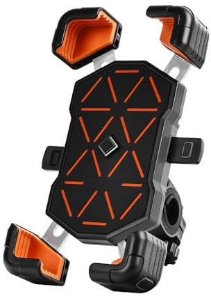 Porta Cellulare Moto per Africa Twin 1100 Adventure Sports DCT CRF1100L CRF, Supporto Telefono Moto Antiscivolo, Porta Telefono Rotante A 360° Regolabile, Antivibrante,Orange+Black-A
