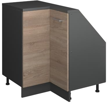 Vicco Dachschrägen-Eckschrank Rion, Sonoma/Anthrazit | B75.6 x T46 cm, mit 1 Tür, platzsparend für Dachschrägen